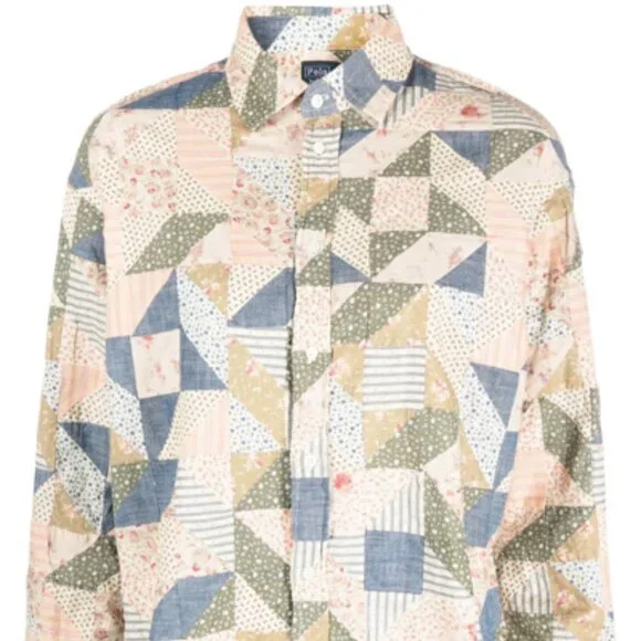 Ralph Lauren Women's Cotton Floral Patchwork Box Pleat Cotton Shirt - Picture 2 of 12